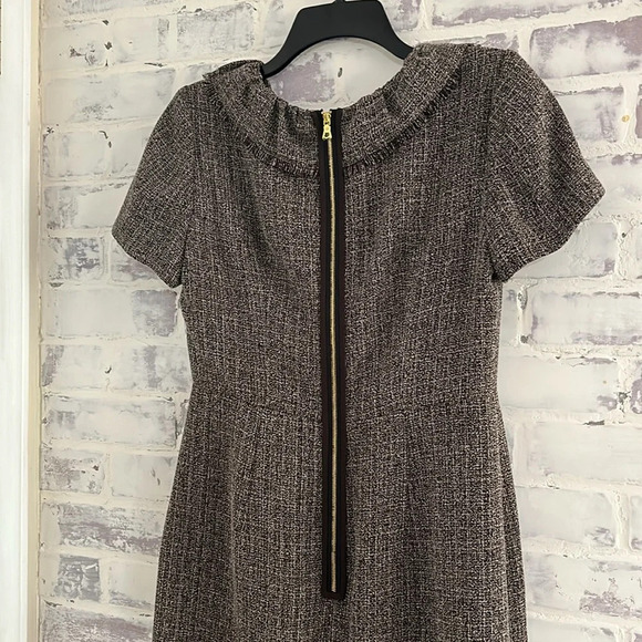 Kay Unger Women’s Dress Tweed Knee Length Brown V-Neck Fall Career Work Size 8 - Picture 7 of 13